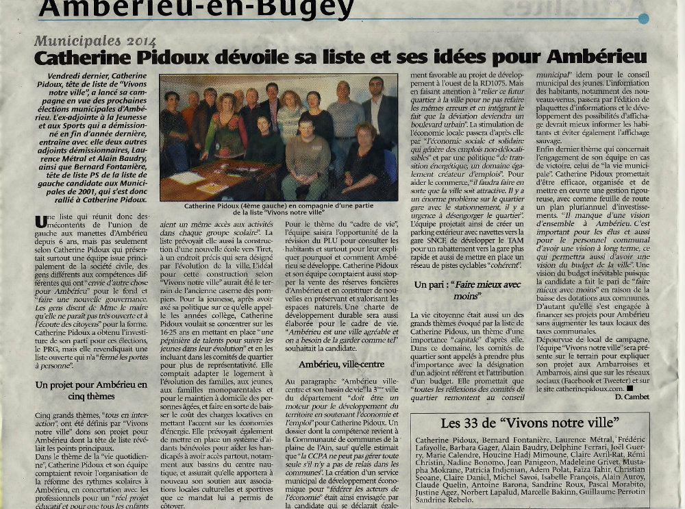 Le Journal du Bugey -- 27 février 2014
