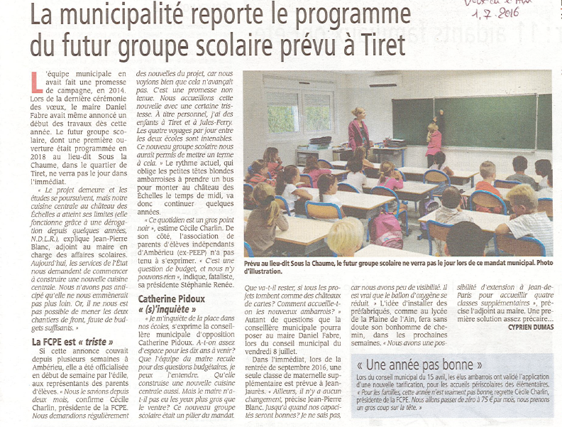 Report Projet Ecole Juillet 2016